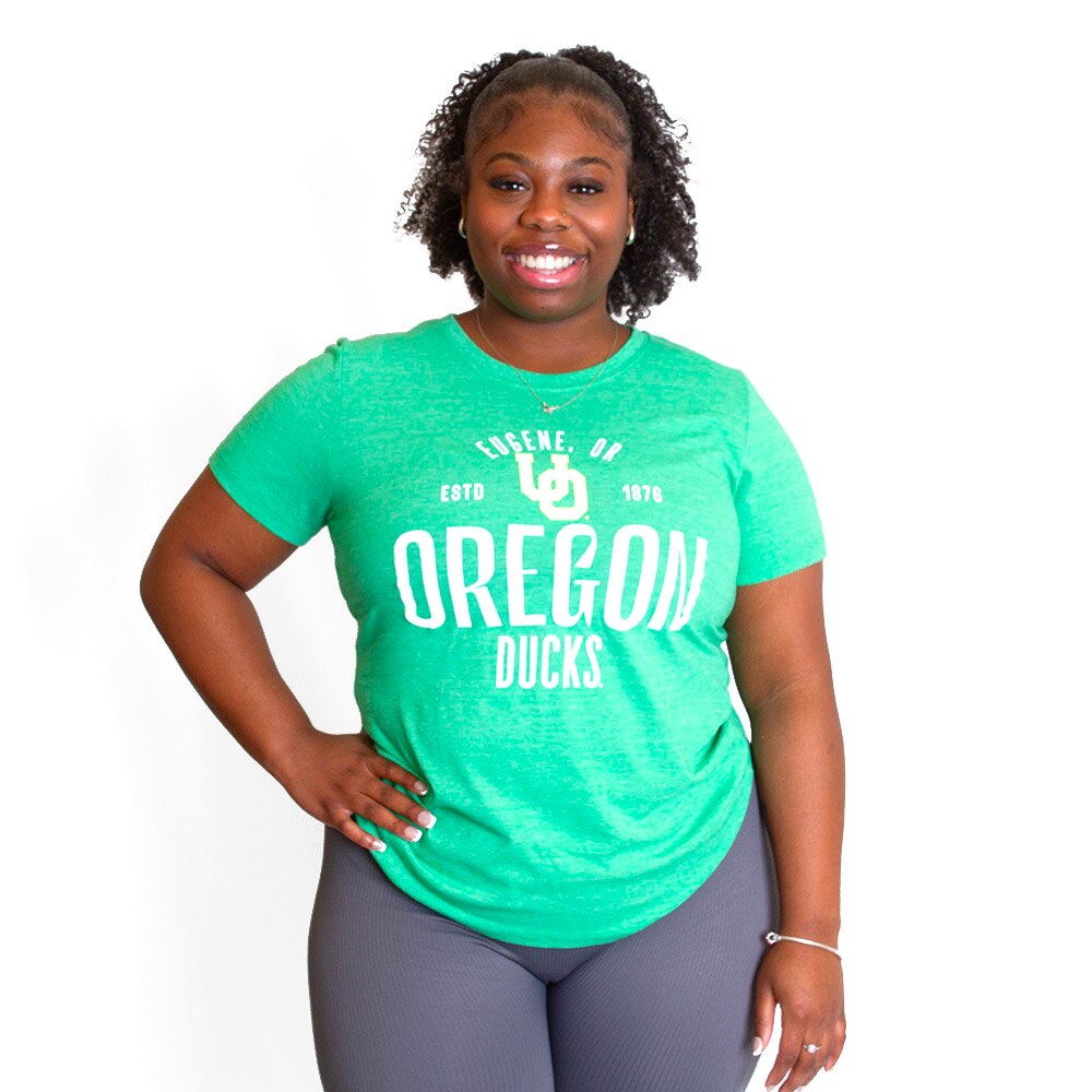 Interlocking UO, League, Green, Crew Neck, Tri-blend, Women, Heather, 1876, Intramural, T-Shirt, 813943